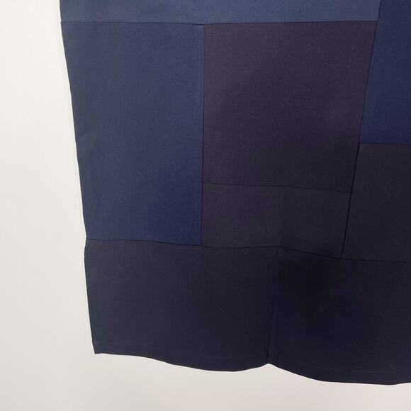 Eileen Fisher Small S Navy Blue Patchwork Short Sleeve Blouse Top Crew Neck Boxy - Picture 5 of 10